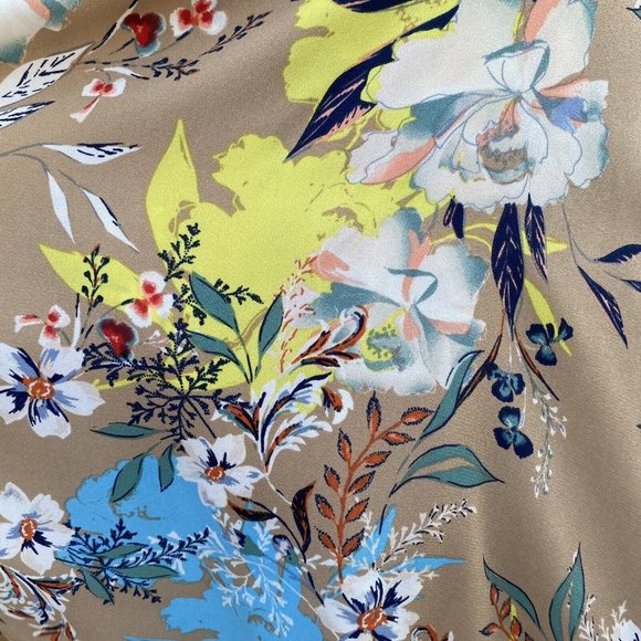 Nicole Miller Studio Floral Shift Dress Sz 12 Taupe Multi Off Shoulder Ties NWT - Picture 3 of 12